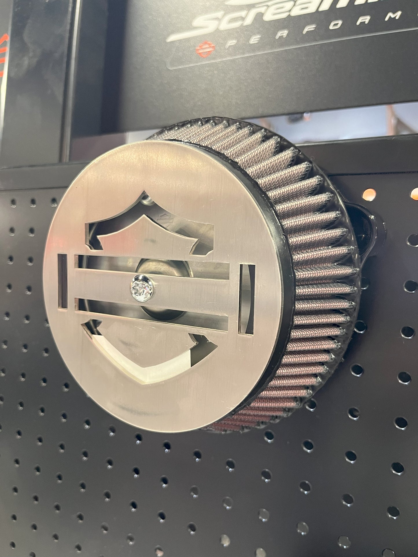 Bar & Shield Design Air Filter Cover- Stainless Steel