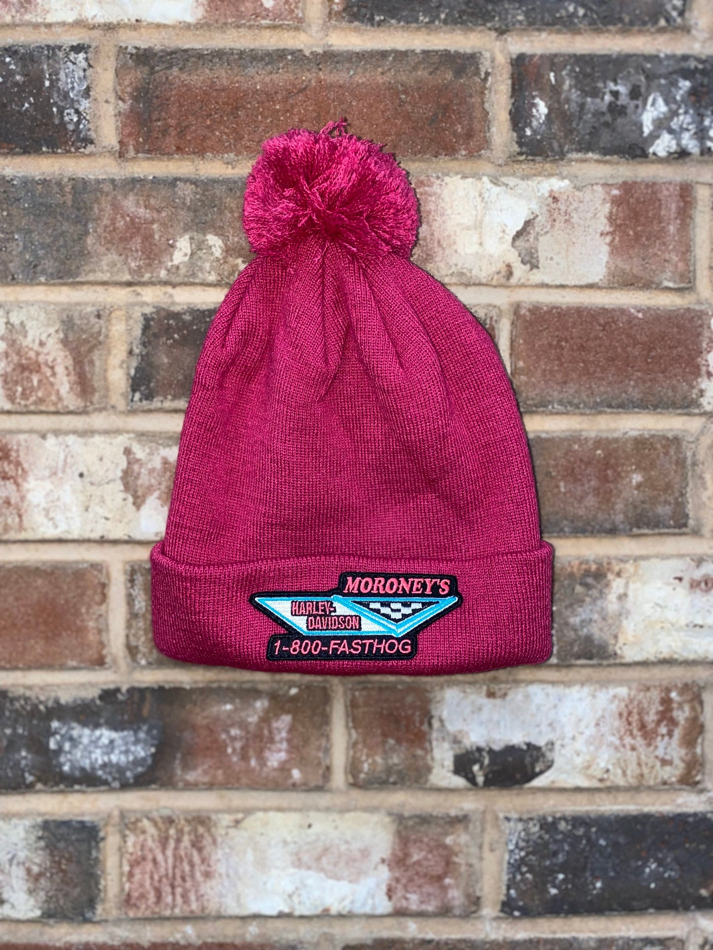 FASTHOG Pink Knit Hat with Pom Pom
