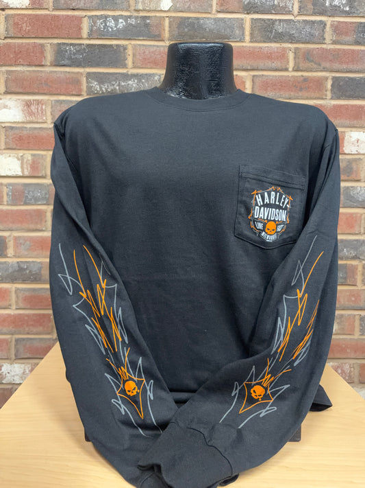 H-D Pinstripe Willie Men's Pocket Long Sleeve
