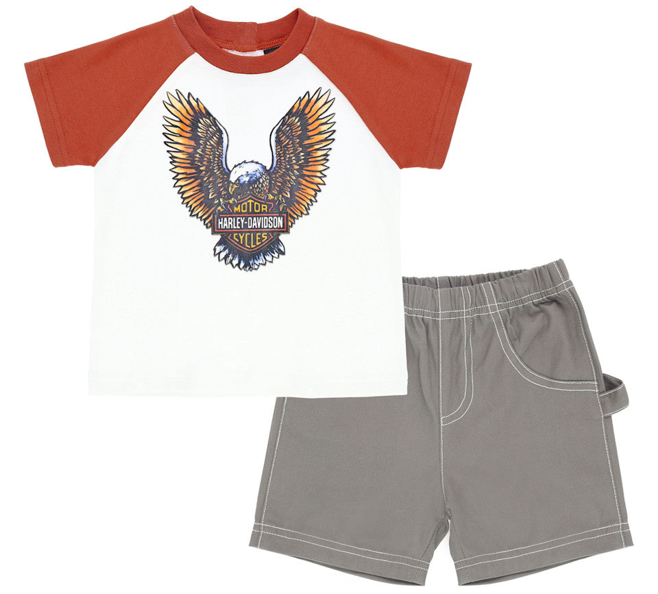 H-D Boy's Raglan Tee & Canvas Short Set