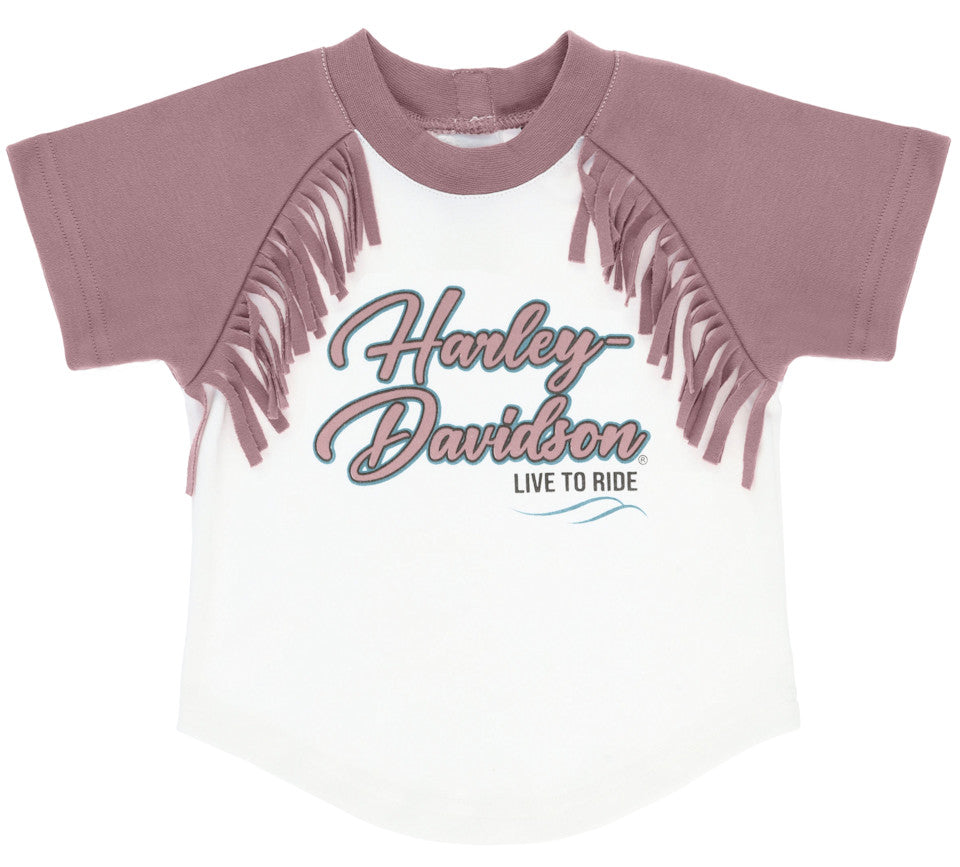 H-D Toddler Girls Fringe Tee & Canvas Short Set