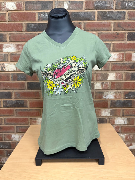 H-D Heart Wing Flower Women's T-Shirt